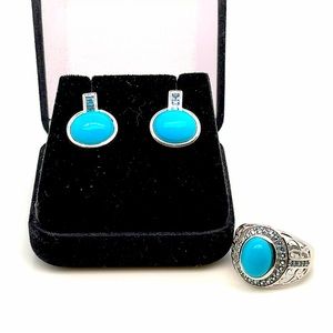 925 Silver & Turquoise Earrings and Ring Set